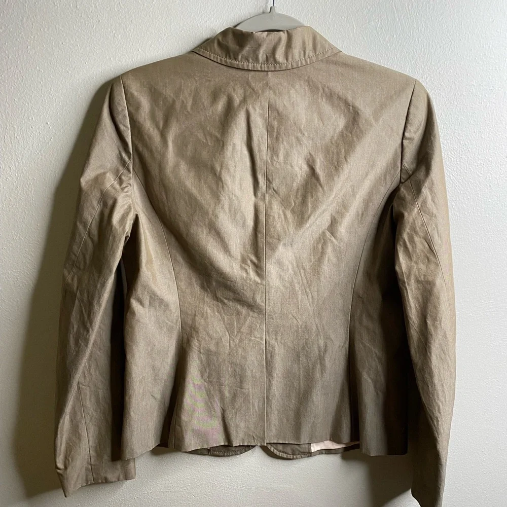 NWT J. Crew Tan/ Taupe Cotton Blazer Two-Button Blazer Size 8 - Picture 8 of 10